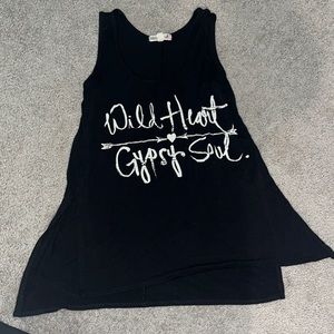 So RAD by aTV | Black & White Wild Heart Gypsy Soul Flowy Boho Yoga Tank Small